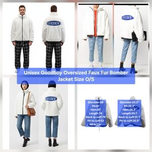 Unisex Goodboy Oversized Faux Fur Bomber Jacket Size One Size